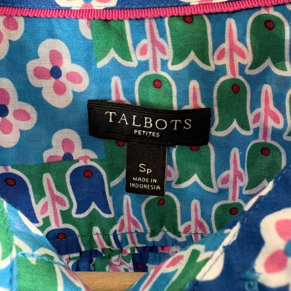 Talbots Petites Patchwork Button-Up Shirt Women's… - image 2